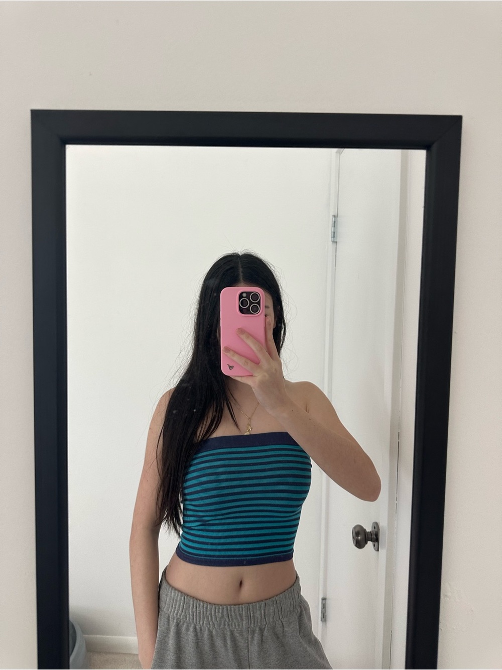 Urban Outfitters Striped Navy and Teal Tube Top